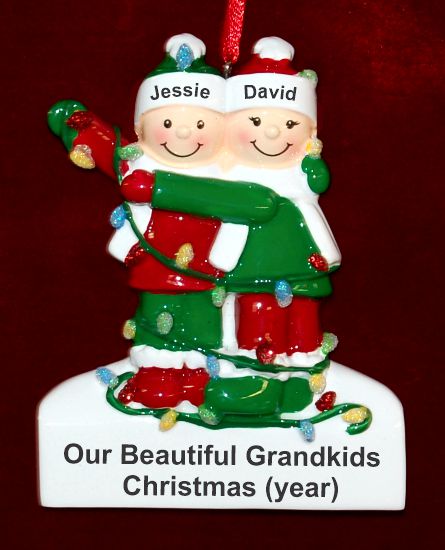 Grandparents Christmas Ornament Holiday Lights 2 Grandkids Personalized by RussellRhodes.com