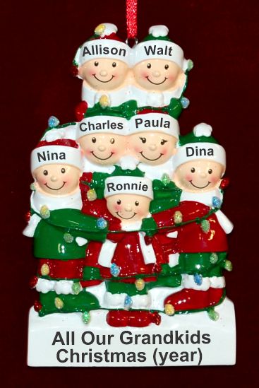 Grandparents Christmas Ornament Holiday Lights for 7 Grandkids Personalized by RussellRhodes.com