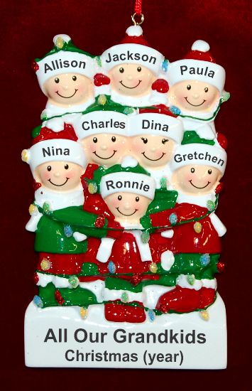 Grandparents Christmas Ornament Holiday Lights for 8 Grandkids Personalized by RussellRhodes.com