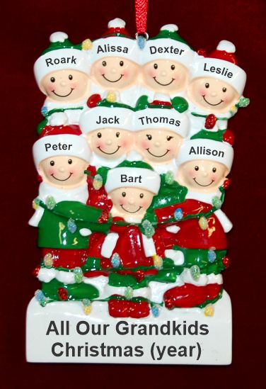 Grandparents Christmas Ornament Holiday Lights for 9 Grandkids Personalized by RussellRhodes.com
