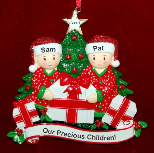 Family Christmas Ornament Gifts Under the Tree Our 2 Kids Personalized by RussellRhodes.com