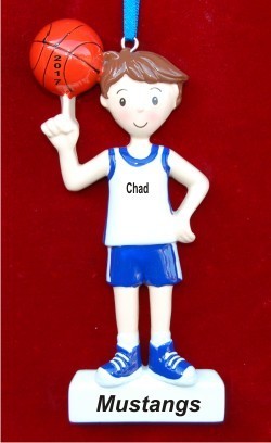 Basketball Swish Boy Christmas Ornament Personalized by Russell Rhodes
