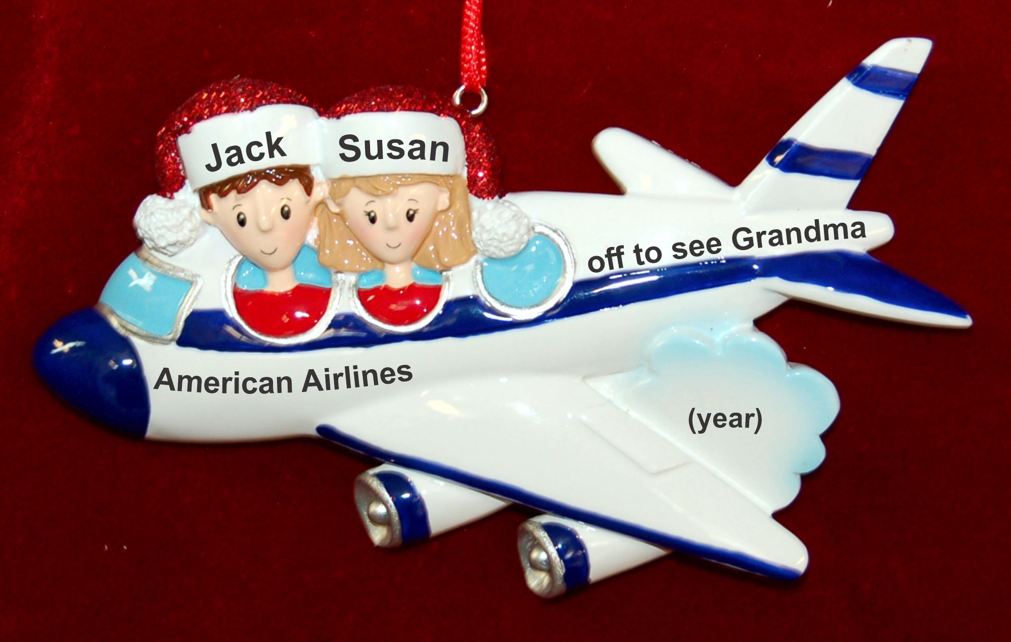 Personalized Travel Christmas Ornament 2 Grandkids Personalized by Russell Rhodes