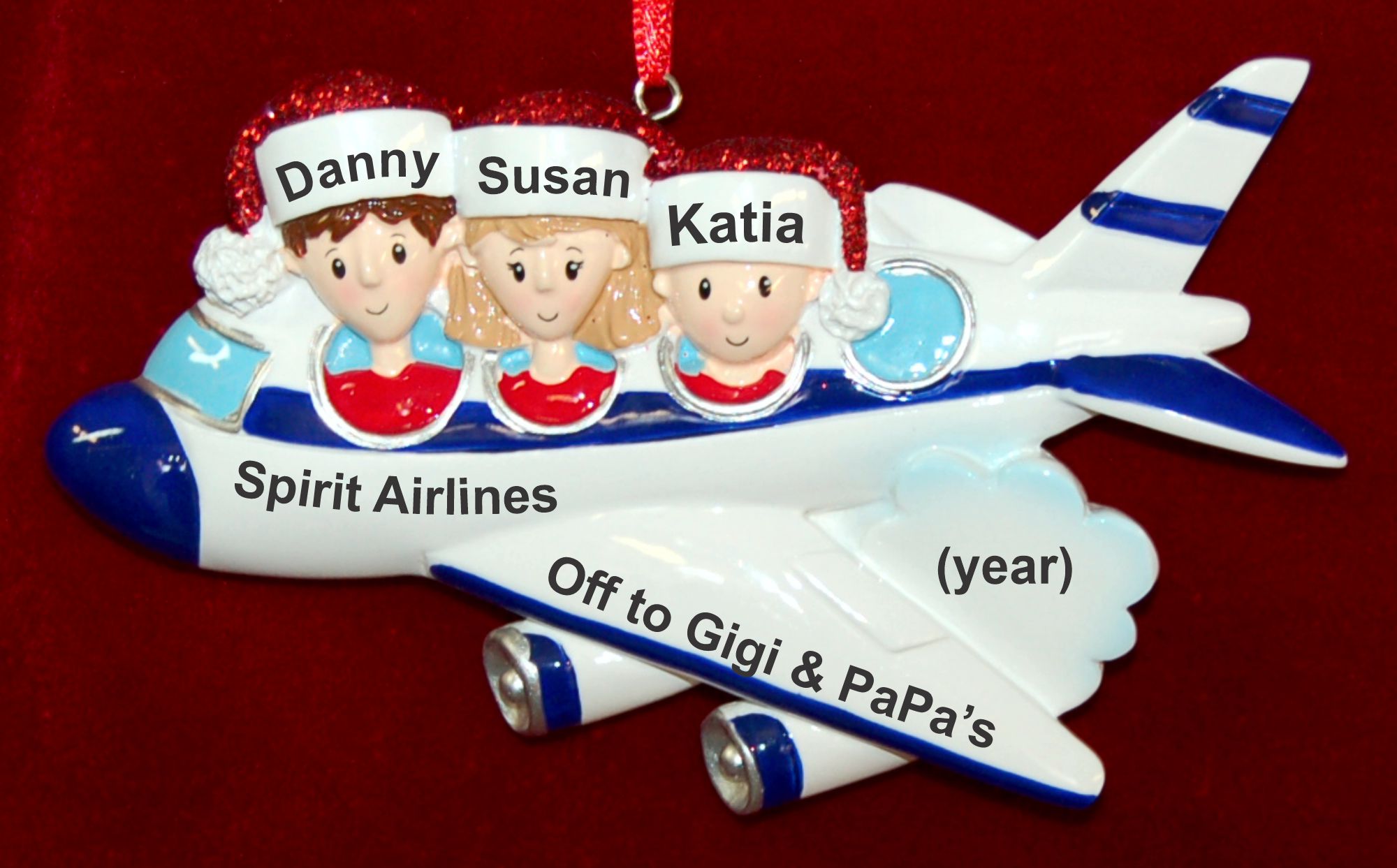 Personalized Travel Christmas Ornament 3 Grandkids Personalized by Russell Rhodes