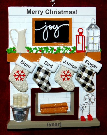 Family of 4 Ornament Holiday Mantel Personalized by RussellRhodes.com