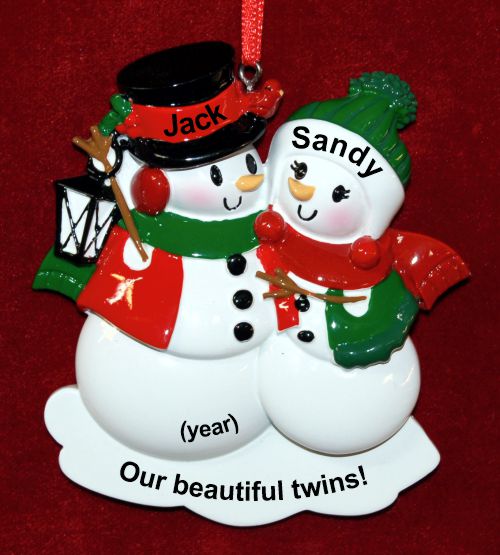Twins Christmas Ornament Winter Joy with Optional Pets Custom Added Personalized by RussellRhodes.com