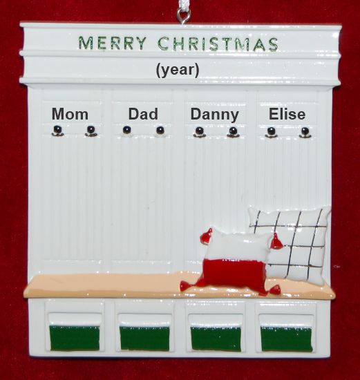 Family of 4 Ornament Mudroom with Optional Dogs, Cats, or Other Pets Personalized by RussellRhodes.com
