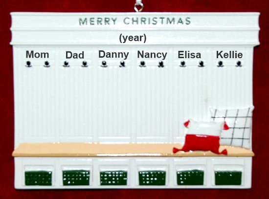 Family of 6 Ornament Mudroom with Optional Dogs, Cats, or Other Pets Personalized by RussellRhodes.com