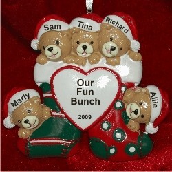 5 Bears Just the Kids Christmas Stockings Christmas Ornament Personalized by Russell Rhodes