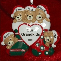 5 Grandkids Christmas Ornament Personalized by Russell Rhodes
