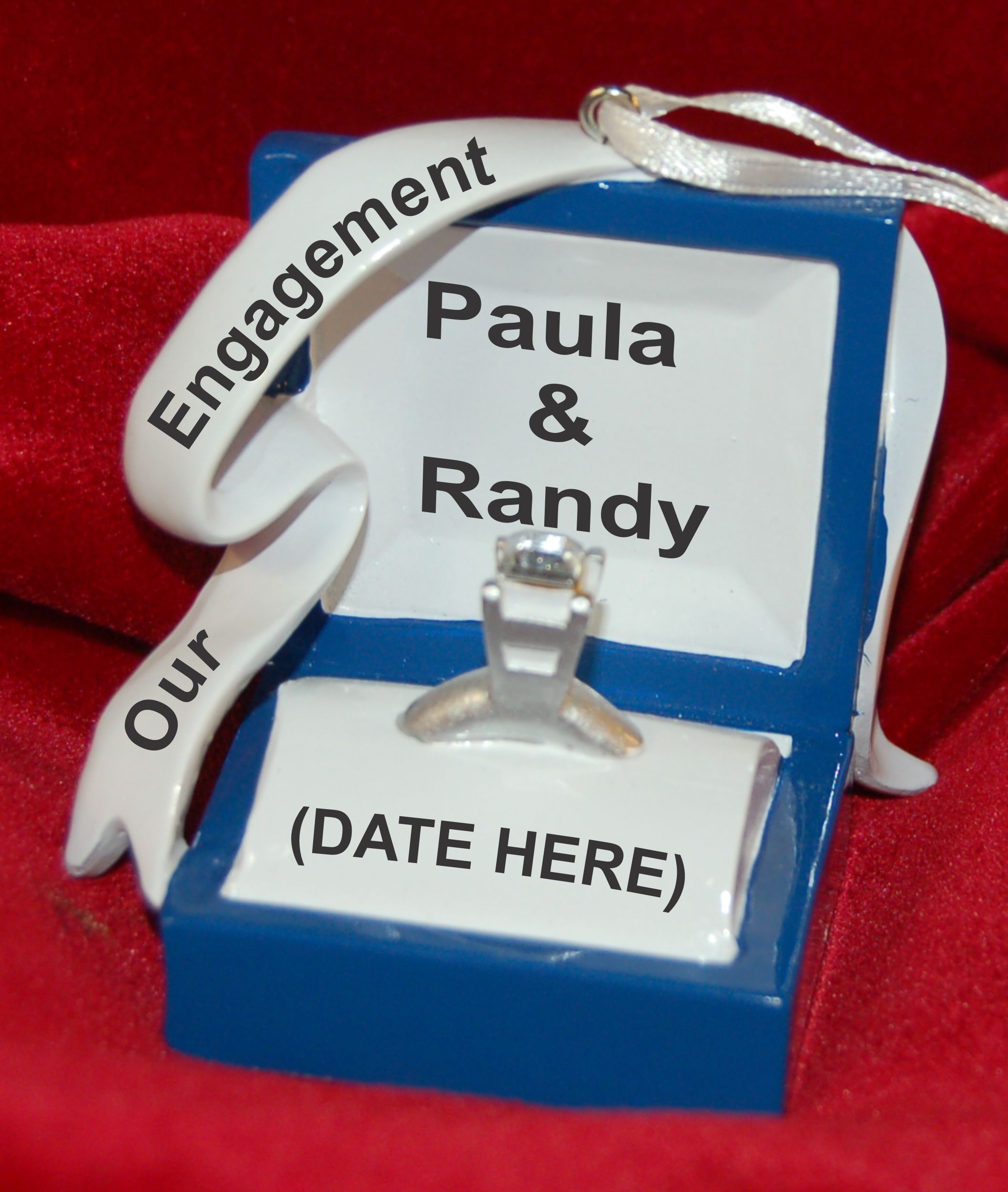 Marry Me? Blue Box Christmas Ornament Personalized by Russell Rhodes