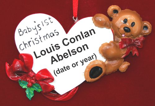 Baby's First Christmas Ornament Loving Heart Female Personalized by RussellRhodes.com