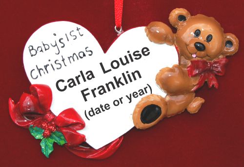 Baby's First Christmas Ornament Loving Heart Male Personalized by RussellRhodes.com