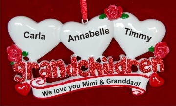 From 3 Grandkids to Grandparents Christmas Ornament Personalized by Russell Rhodes