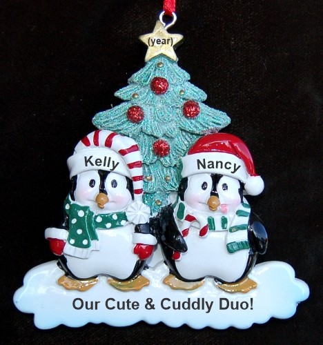 Twins Christmas Ornament Winter Penguins Personalized by RussellRhodes.com