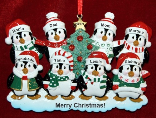 Grandparents Christmas Ornament Winter Penguins 6 Grandkids with 2 Grandparents Personalized by RussellRhodes.com