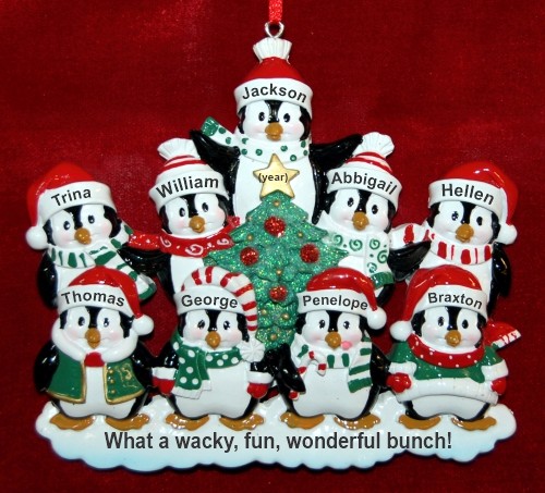 Grandparents Christmas Ornament Winter Penguins 7 Grandkids with 2 Grandparents Personalized by RussellRhodes.com
