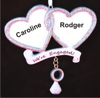 We're Engaged Two Hearts Become As One Christmas Ornament Personalized by Russell Rhodes