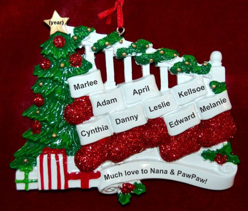 Grandparents Christmas Ornament Stockings Hung 9 Grandkids Personalized by RussellRhodes.com