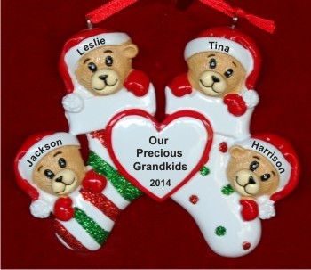 My Precious 4 Grandkids Greatest Gift  Christmas Ornament Personalized by Russell Rhodes