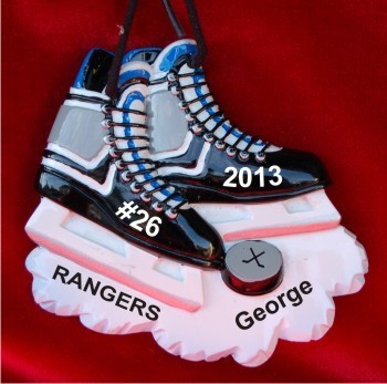 Hockey Skates Like Lightning Christmas Ornament Personalized by Russell Rhodes