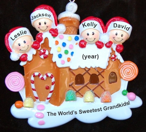Grandparents Christmas Ornament Gingerbread House 4 Grandkids Personalized by RussellRhodes.com
