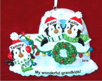 Igloo for 3 - My Grandkids Christmas Ornament Personalized by Russell Rhodes