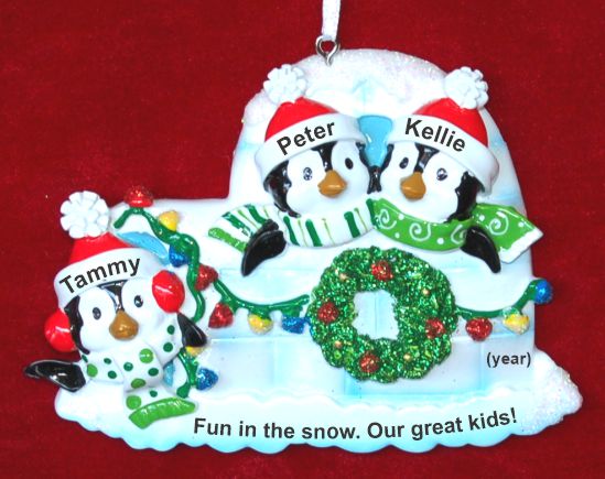 Family Christmas Ornament Igloo Our 3 Kids Personalized by RussellRhodes.com
