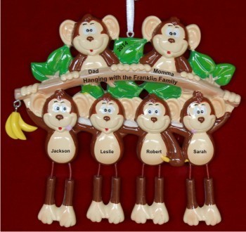 Monkey See Monkey Do Family of 6 Christmas Ornament Personalized by Russell Rhodes