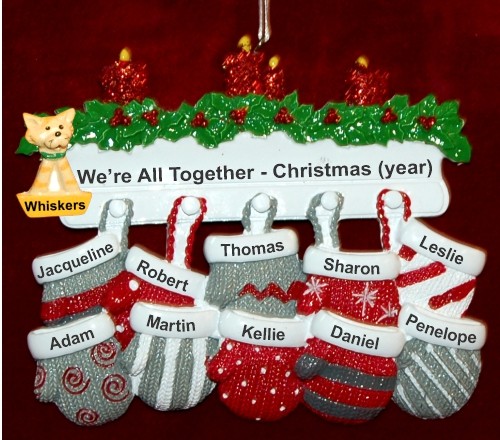 Grandparents Christmas Ornament Holiday Hearth 10  Grandkids with 1 Dog, Cat, Pets Custom Add-ons Personalized by RussellRhodes.com