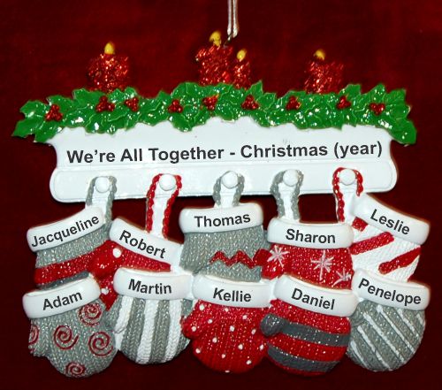 Family or Group Christmas Ornament Holiday Mittens for 10 Personalized by RussellRhodes.com