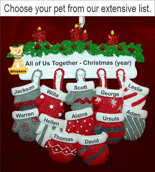 All 12 of Us Together for Christmas Christmas Ornament with Pets Personalized by RussellRhodes.com