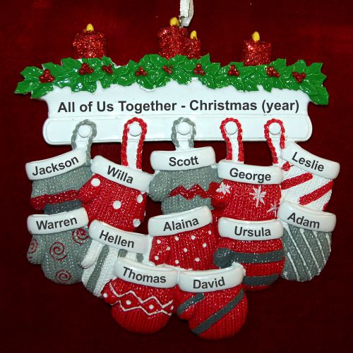 Family or Group Christmas Ornament Holiday Mittens for 12 Personalized by RussellRhodes.com