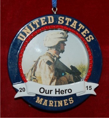 Picture Frame My Marine Christmas Ornament Personalized by Russell Rhodes