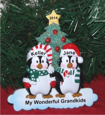 Winter Family of 2 Tabletop Christmas Ornament Personalized by Russell Rhodes