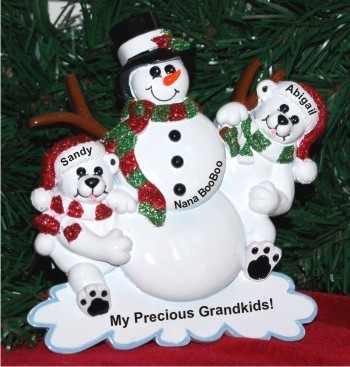 Grandmother with Two Grandkids Tabletop Decoration Personalized by Russell Rhodes