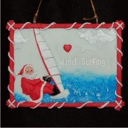Wind Surfing Santa Christmas Ornament Personalized by Russell Rhodes