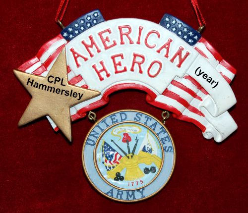 Army Christmas Ornament Stars & Stripes Personalized by RussellRhodes.com