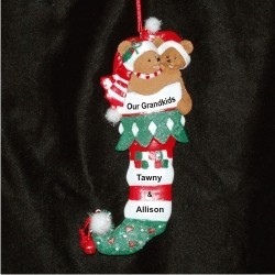 Bear Stocking of 2 Christmas Ornament Personalized by RussellRhodes.com