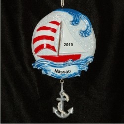 Sailboat Christmas Ornament Personalized by Russell Rhodes