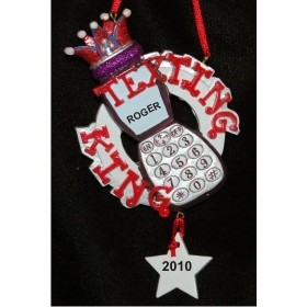Texting King Christmas Ornament Personalized by Russell Rhodes
