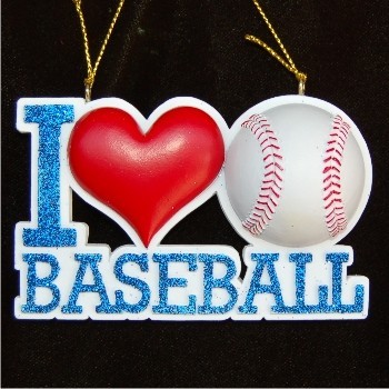 I Love Baseball Christmas Ornament Personalized by RussellRhodes.com