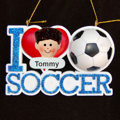 I Love Soccer Ornament for Boy or Girl Personalized by RussellRhodes.com