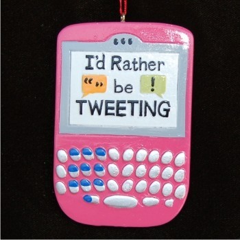 Pink Tweet Christmas Ornament Personalized by Russell Rhodes