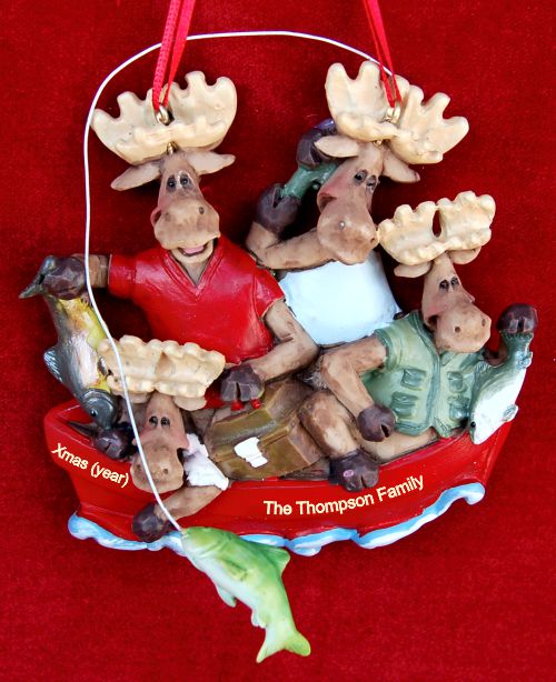 Family Christmas Ornament for 4 Moose on the Lake Personalized by RussellRhodes.com
