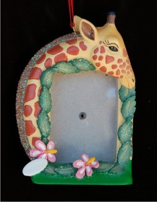Sweet Giraffe Picture Frame Christmas Ornament Personalized by Russell Rhodes