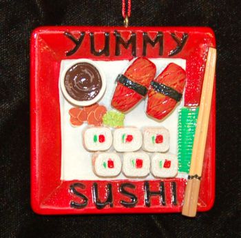 Yummy Sushi Christmas Ornament Personalized by Russell Rhodes