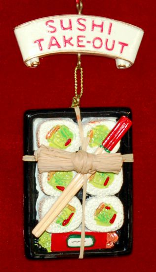 To-Go Tray Sushi Christmas Ornament Personalized by RussellRhodes.com