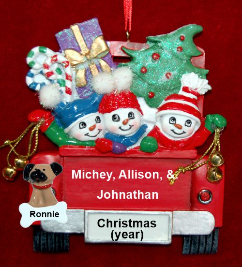 Grandparents Christmas Ornament 3 Grandkids We Got the Tree! With 1 Dog, Cat, Pets Custom Add-ons Personalized by RussellRhodes.com
