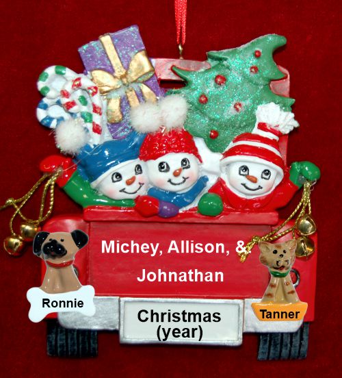 Family Christmas Ornament We Got the Tree! Just the 3 Kids with 2 Dogs, Cats, Pets Custom Add-ons Personalized by RussellRhodes.com